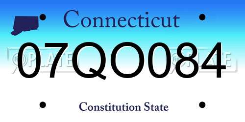 07QO084 Connecticut License Plate