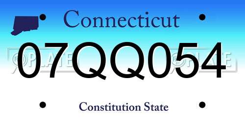 07QQ054 Connecticut License Plate