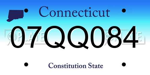 07QQ084 Connecticut License Plate