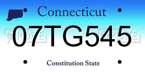 07TG545 Connecticut License Plate
