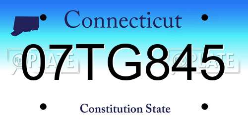 07TG845 Connecticut License Plate