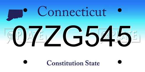 07ZG545 Connecticut License Plate