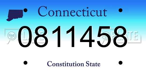 0811458 Connecticut License Plate