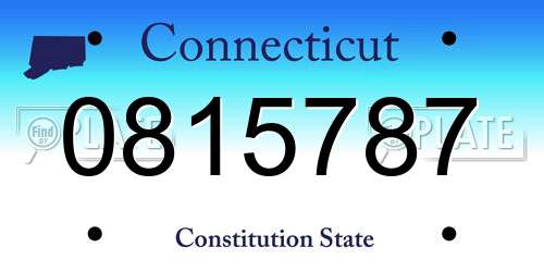 0815787 Connecticut License Plate