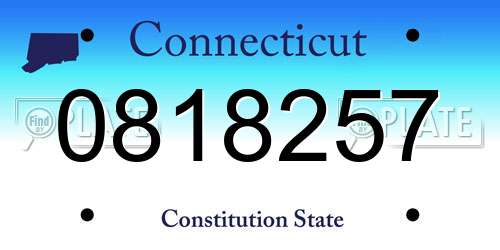 0818257 Connecticut License Plate
