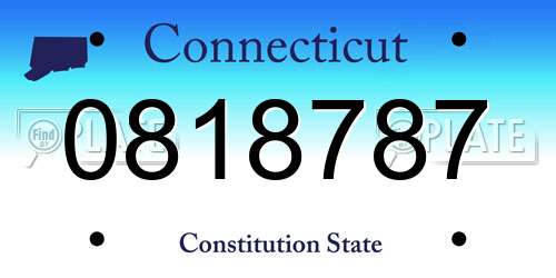 0818787 Connecticut License Plate