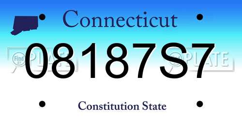 08187S7 Connecticut License Plate