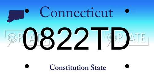0822TD Connecticut License Plate