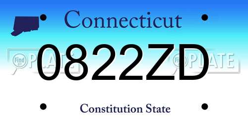 0822ZD Connecticut License Plate