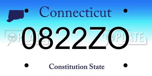 0822ZO Connecticut License Plate