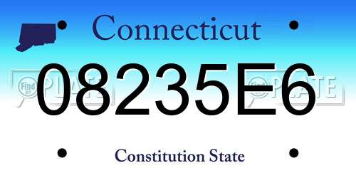 08235E6 Connecticut License Plate