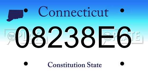 08238E6 Connecticut License Plate