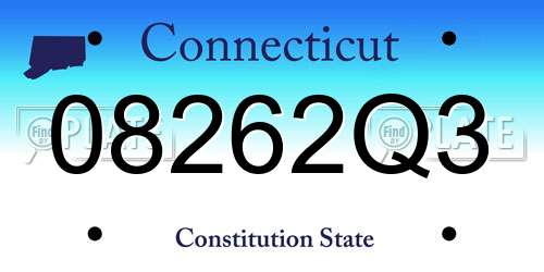 08262Q3 Connecticut License Plate