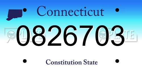0826703 Connecticut License Plate
