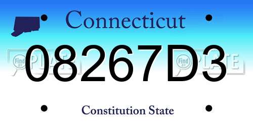 08267D3 Connecticut License Plate