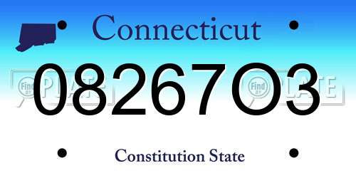 08267O3 Connecticut License Plate