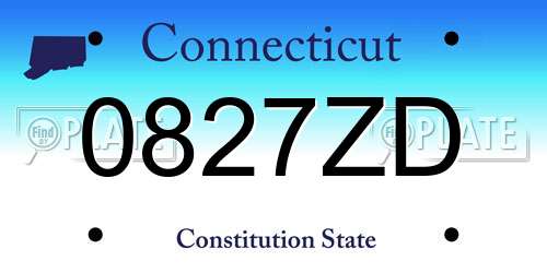 0827ZD Connecticut License Plate