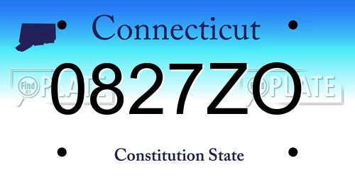 0827ZO Connecticut License Plate