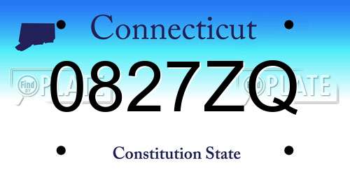 0827ZQ Connecticut License Plate