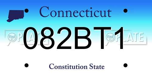 082BT1 Connecticut License Plate