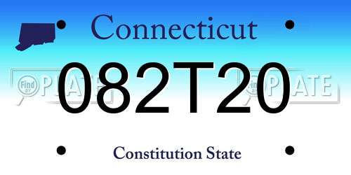 082T20 Connecticut License Plate