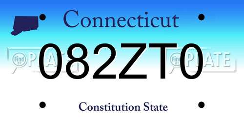 082ZT0 Connecticut License Plate
