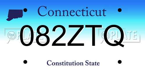 082ZTQ Connecticut License Plate