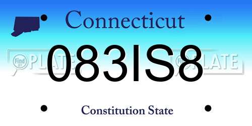 083IS8 Connecticut License Plate