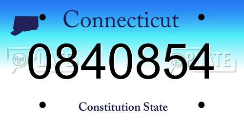 0840854 Connecticut License Plate