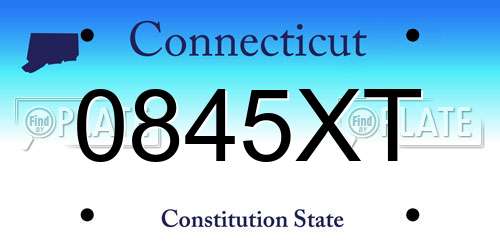 0845XT Connecticut License Plate