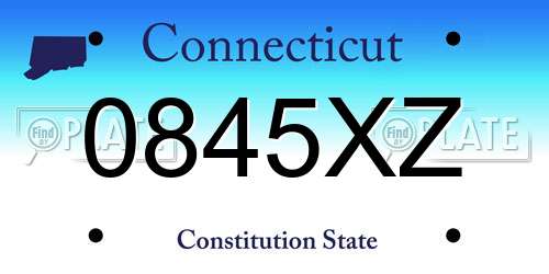 0845XZ Connecticut License Plate