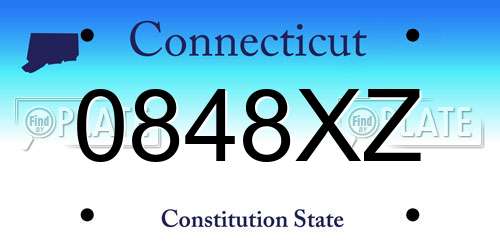 0848XZ Connecticut License Plate
