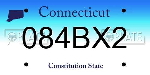 084BX2 Connecticut License Plate