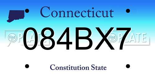 084BX7 Connecticut License Plate