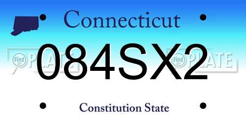 084SX2 Connecticut License Plate