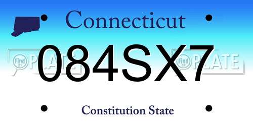 084SX7 Connecticut License Plate
