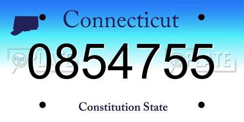 0854755 Connecticut License Plate