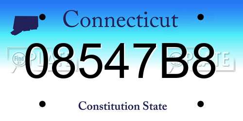 08547B8 Connecticut License Plate