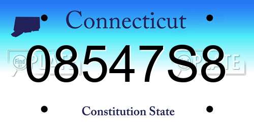 08547S8 Connecticut License Plate