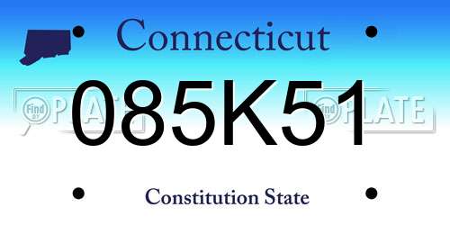 085K51 Connecticut License Plate