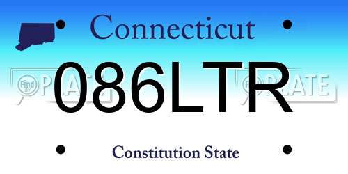 086LTR Connecticut License Plate