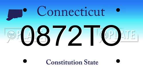 0872TO Connecticut License Plate