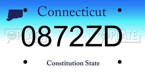 0872ZD Connecticut License Plate