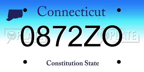 0872ZO Connecticut License Plate
