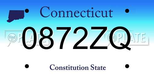 0872ZQ Connecticut License Plate