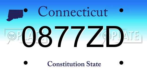 0877ZD Connecticut License Plate