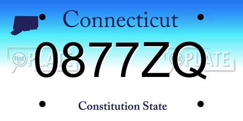 0877ZQ Connecticut License Plate