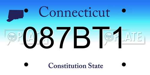 087BT1 Connecticut License Plate