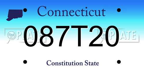 087T20 Connecticut License Plate