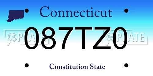 087TZ0 Connecticut License Plate